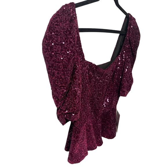 NWT Amanda Uprichard Natasha Top in Port Purple Sequin Embellished Womens Medium - Picture 3 of 8